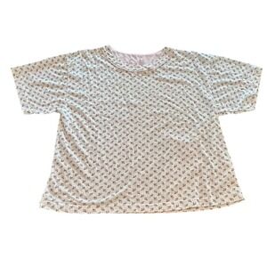 Vintage Cottagecore Pink Floral Pajama Top Women's Short Sleeve Soft Sleep Shirt